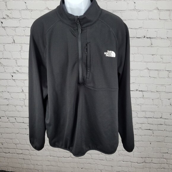 The North Face Black 1/4 Zip Fleece Lined Zip Pocket Pullover Jacket Size XXL - Picture 1 of 11